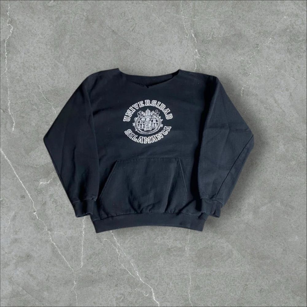 Vintage Universidad Salamanca Sweatshirt Mens XL Black 70s 80s Flock Print Rare